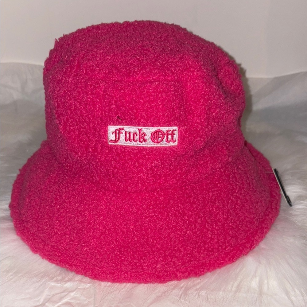 Pink Bucket Hat with Embroidered Patch